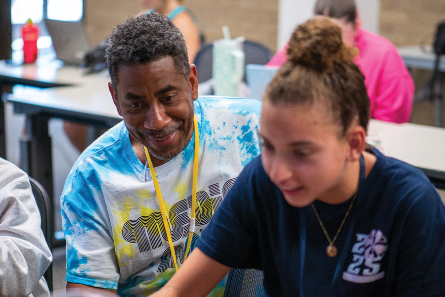 instructor and student in class